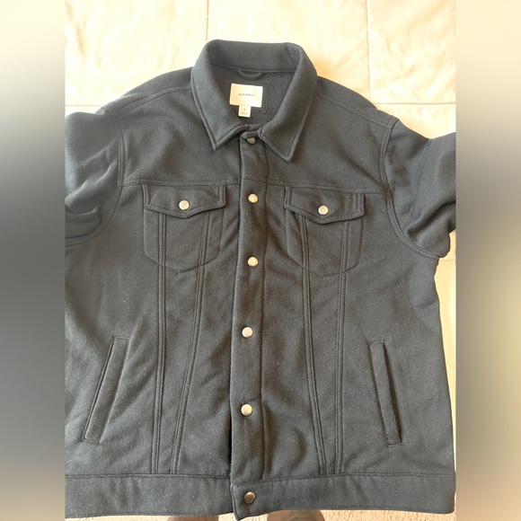 Mens Old Navy Black Fleece Moto Jacket- XL - Picture 2 of 3